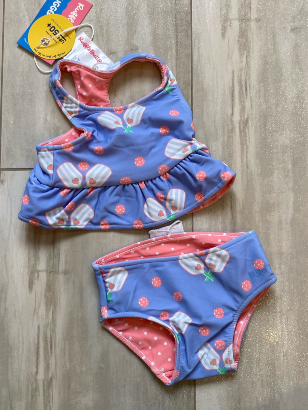 Playshoes Girls' Purple Cherry Print Swim Set